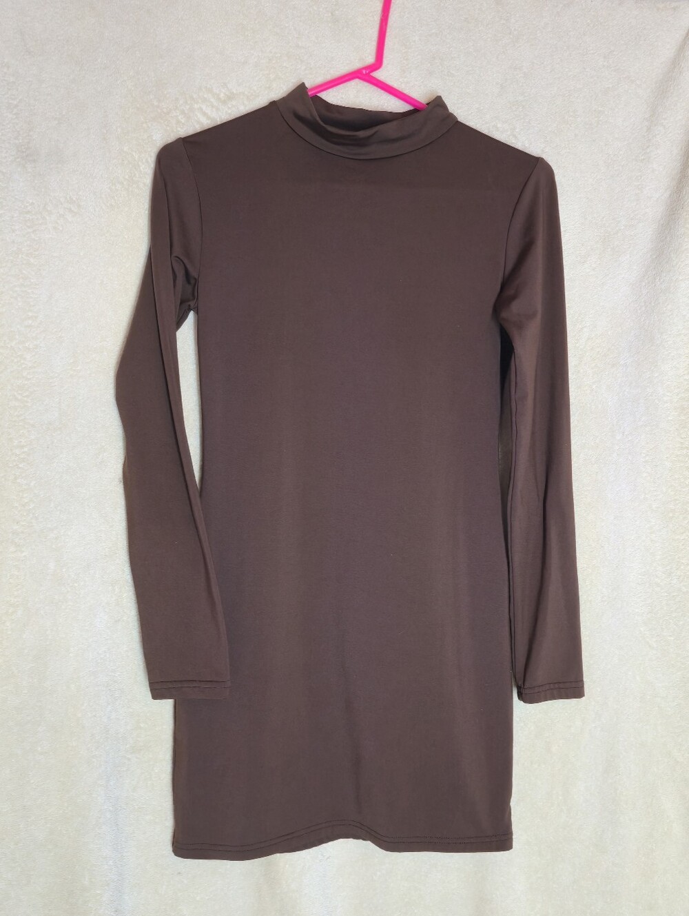 Shein Women's Long-sleeve Brown Dress Low Turtleneck Size M/6 Polyester/Spandex